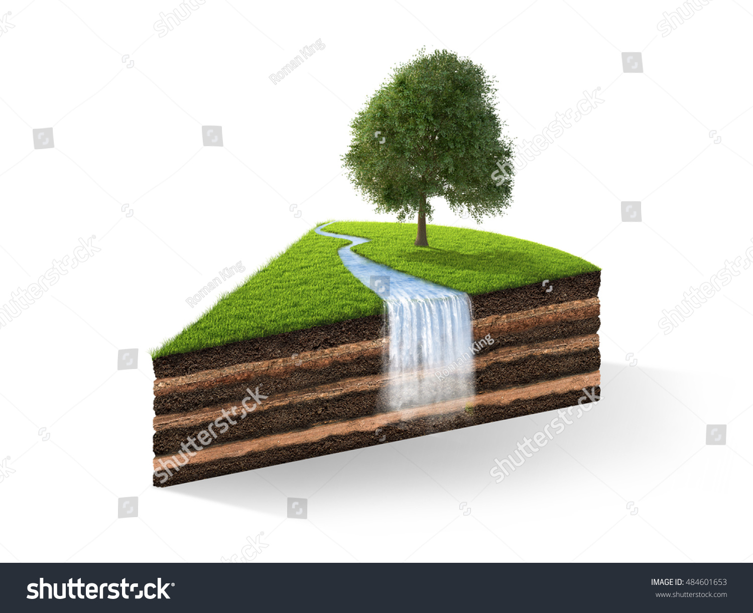 Cross Section Little Island 3d Rendering Stock Illustration 484601653