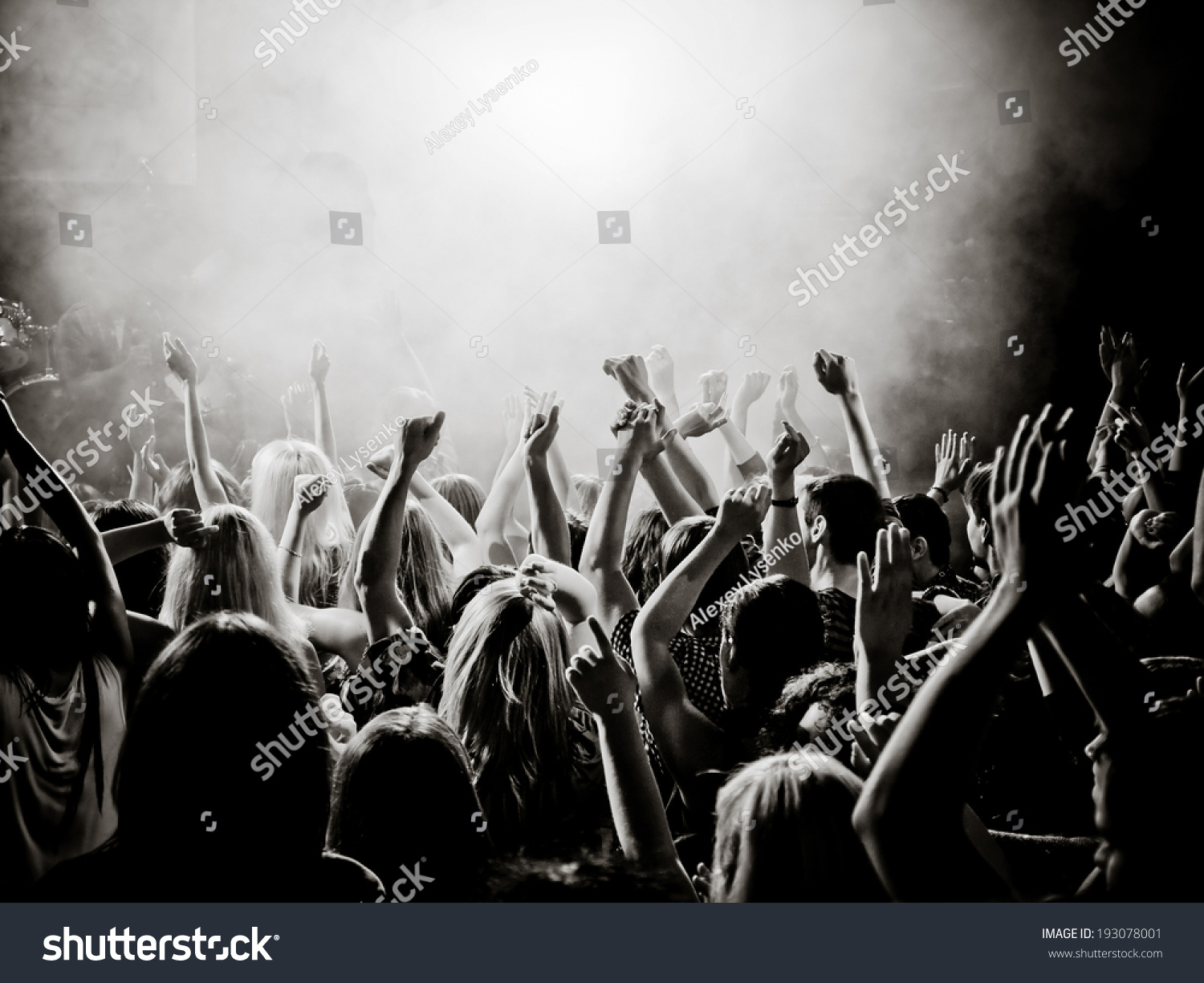 Crowd At A Concert With Hands Up Stock Photo 193078001 : Shutterstock