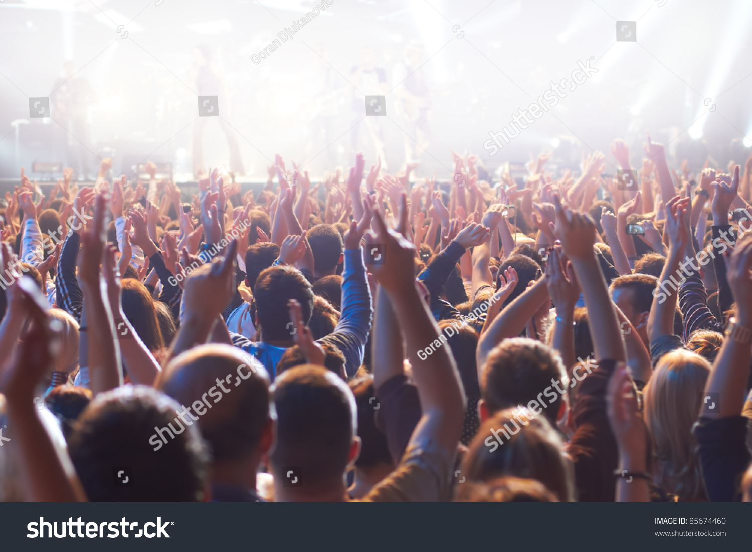 Crowd At A Concert With Hands Up Stock Photo 85674460 : Shutterstock