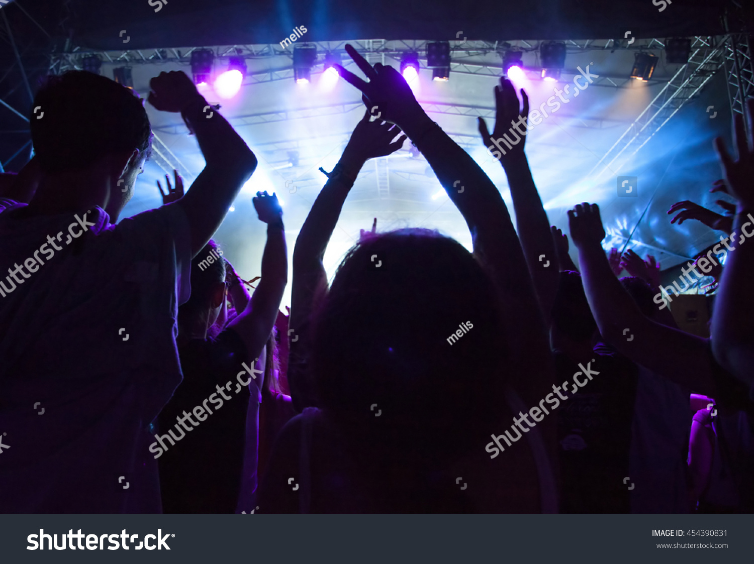 Crowd Concert Cheering Crowd Front Bright Stock Photo (Edit Now) 454390831