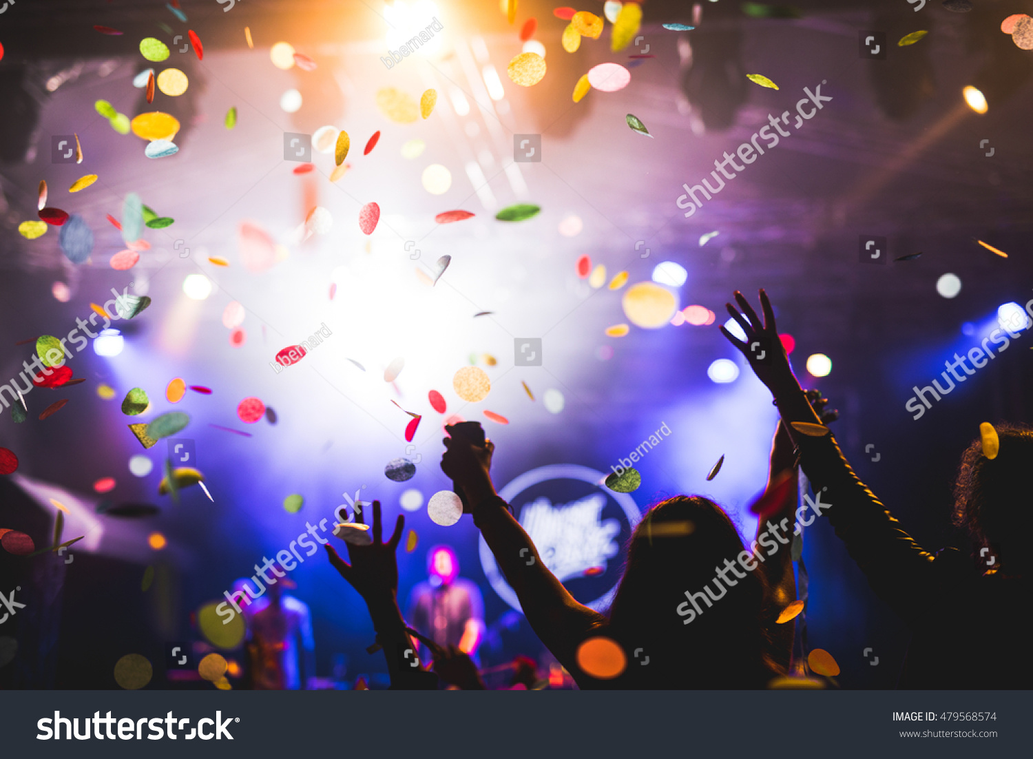 Crowd Enjoying Confetti Party Festival Stock Photo (Edit Now) 479568574