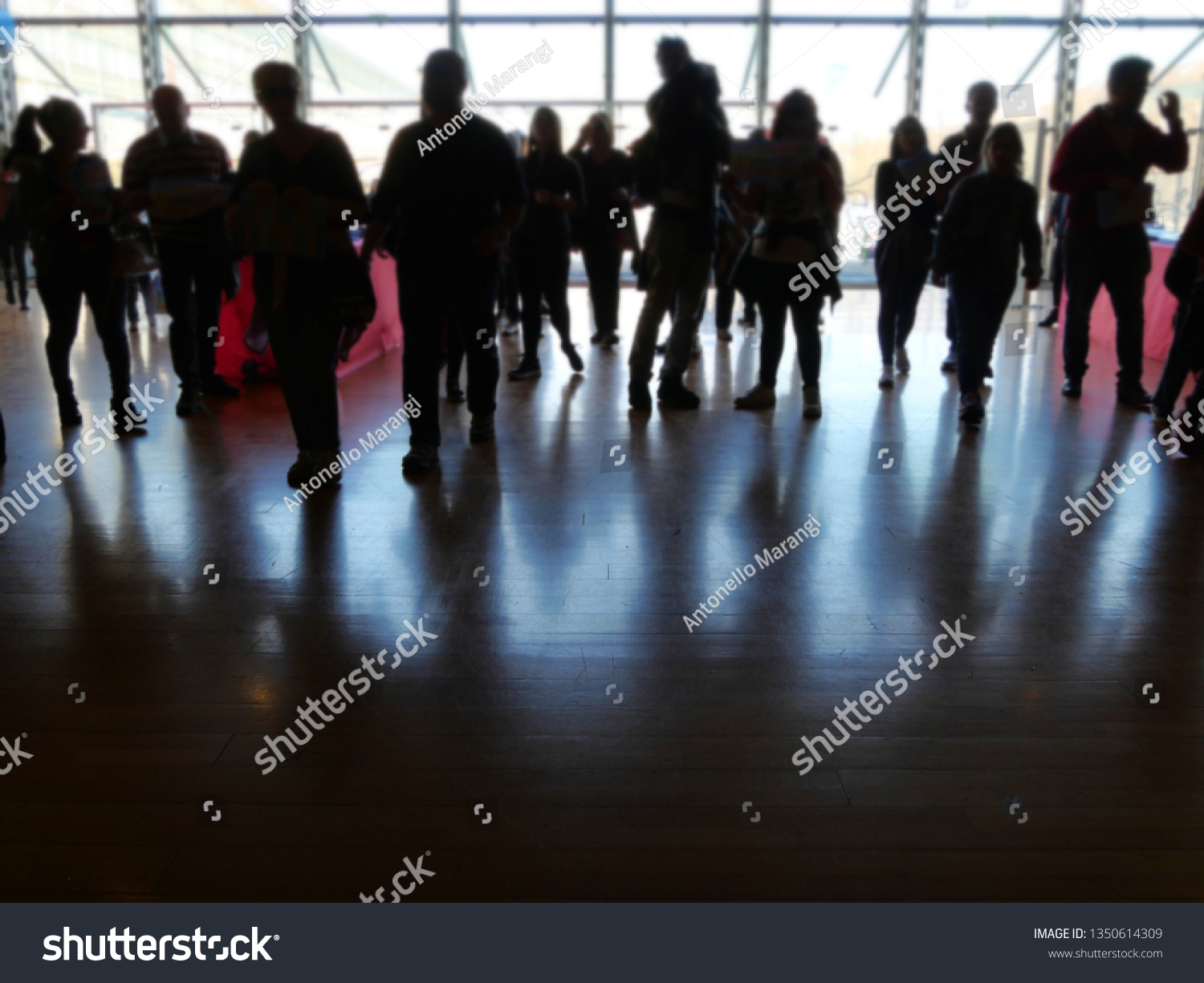 Crowd Silhouette Entrance Convention Center Blurred Stock Photo Edit Now 1350614309