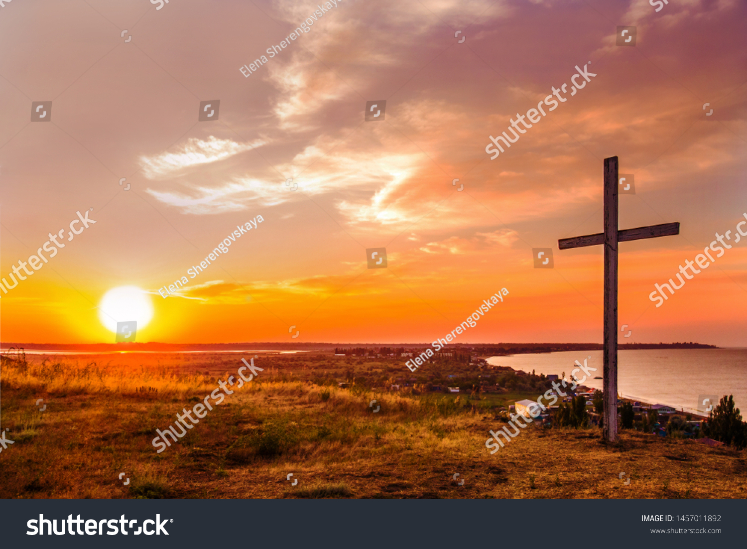 Crucifixion Jesus Christ Cross Sunset Stock Photo 1457011892 Shutterstock