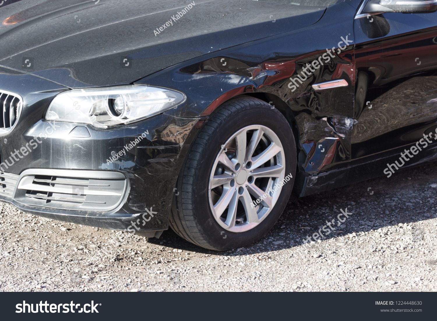 Crumpled Side Car After Accident Bodywork Stock Photo 1224448630 ...