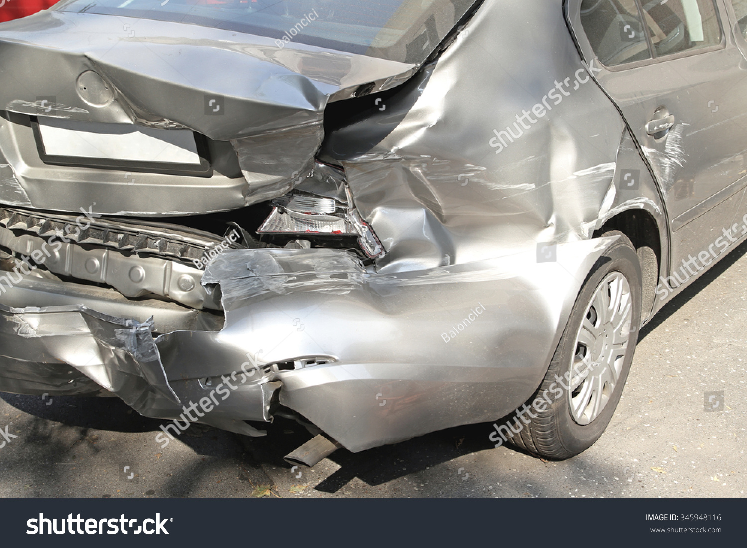 Crushed Car Behind Traffic Accident Stock Photo 345948116 | Shutterstock