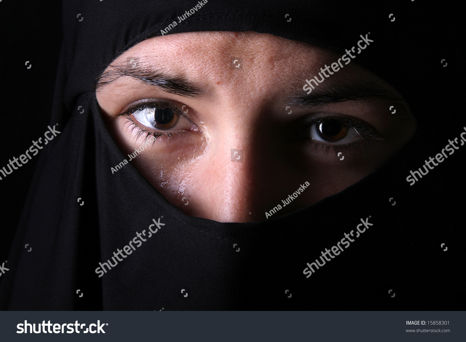 Crying Young Lady Black Hijab Stock Photo 15858301 - Shutterstock