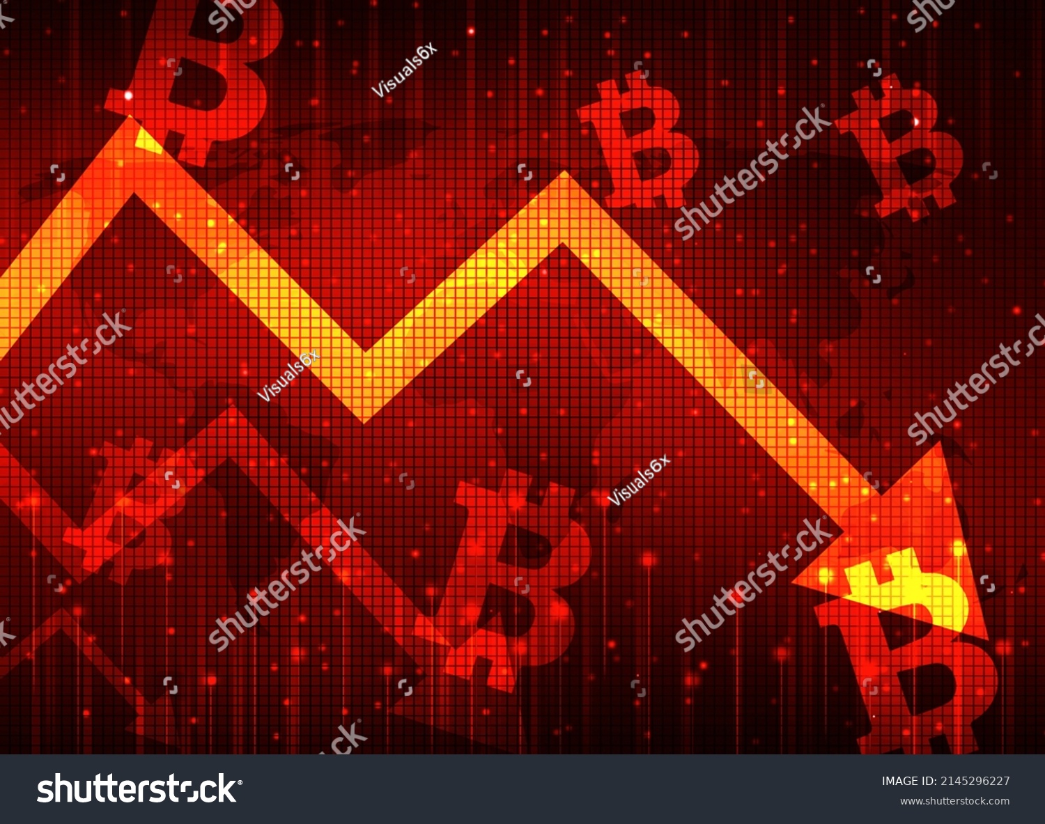 Crypto Currency Crash Concept Abstract Background Stock Illustration
