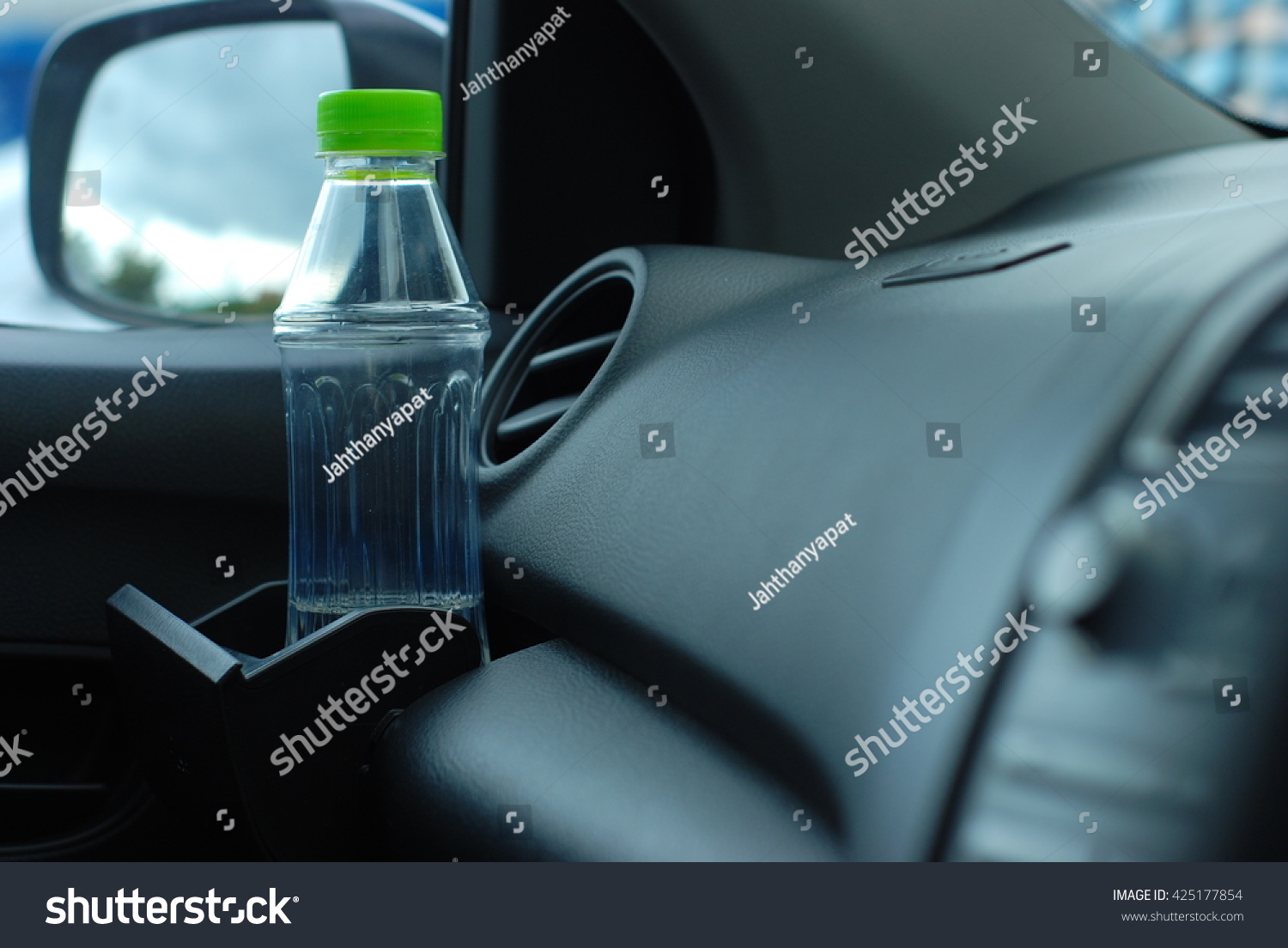 Cup Holder Water Bottle Inside Car Royalty Free Stock Image