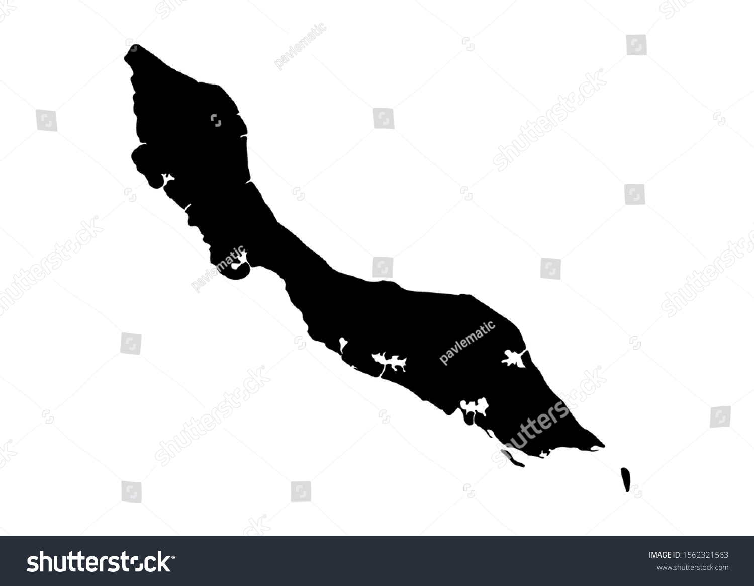 Curacao Island Map Silhouette On White Stock Illustration 1562321563