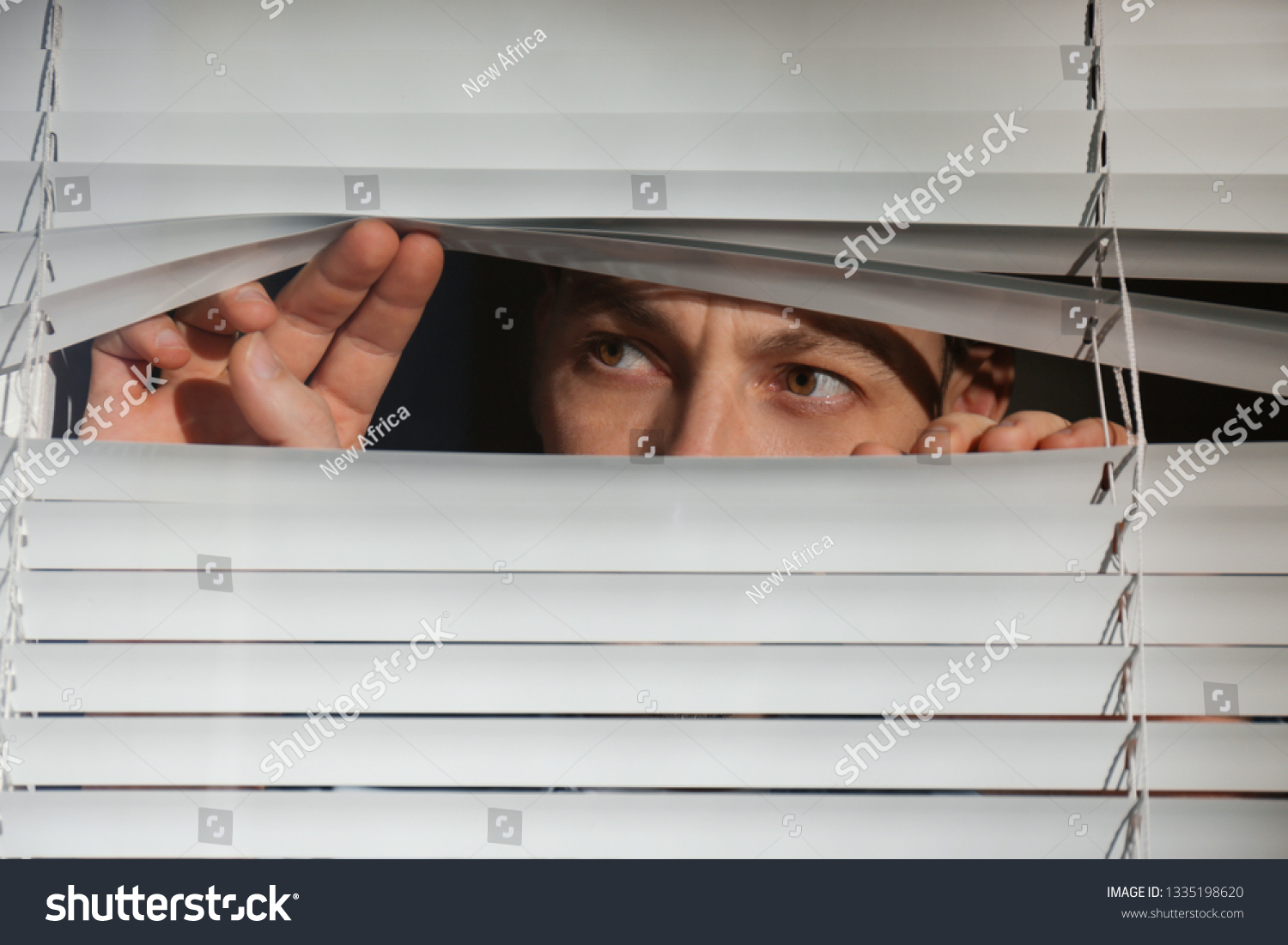 1,795 Man looking through blinds Images, Stock Photos & Vectors ...