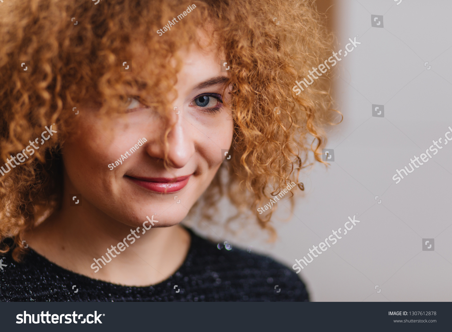Curly Hair Perm Woman Portrait Beautiful Stock Photo Edit Now