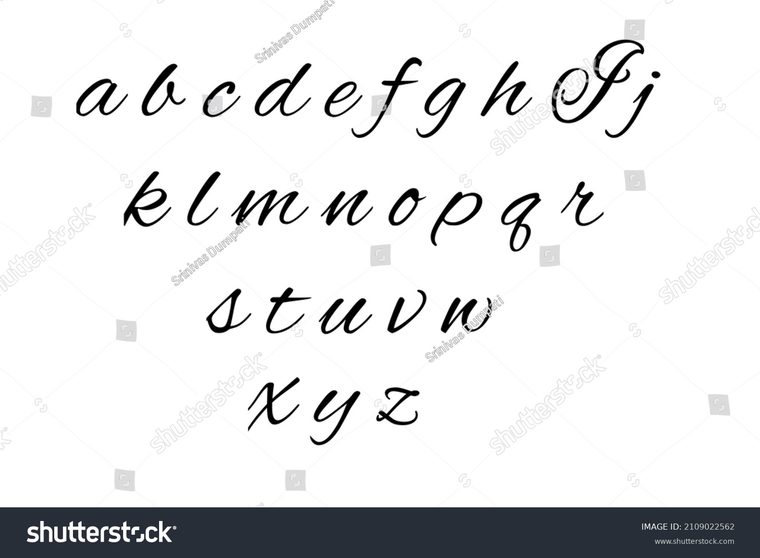 Cursive Small Alphabets Children Stock Illustration 2109022562 ...