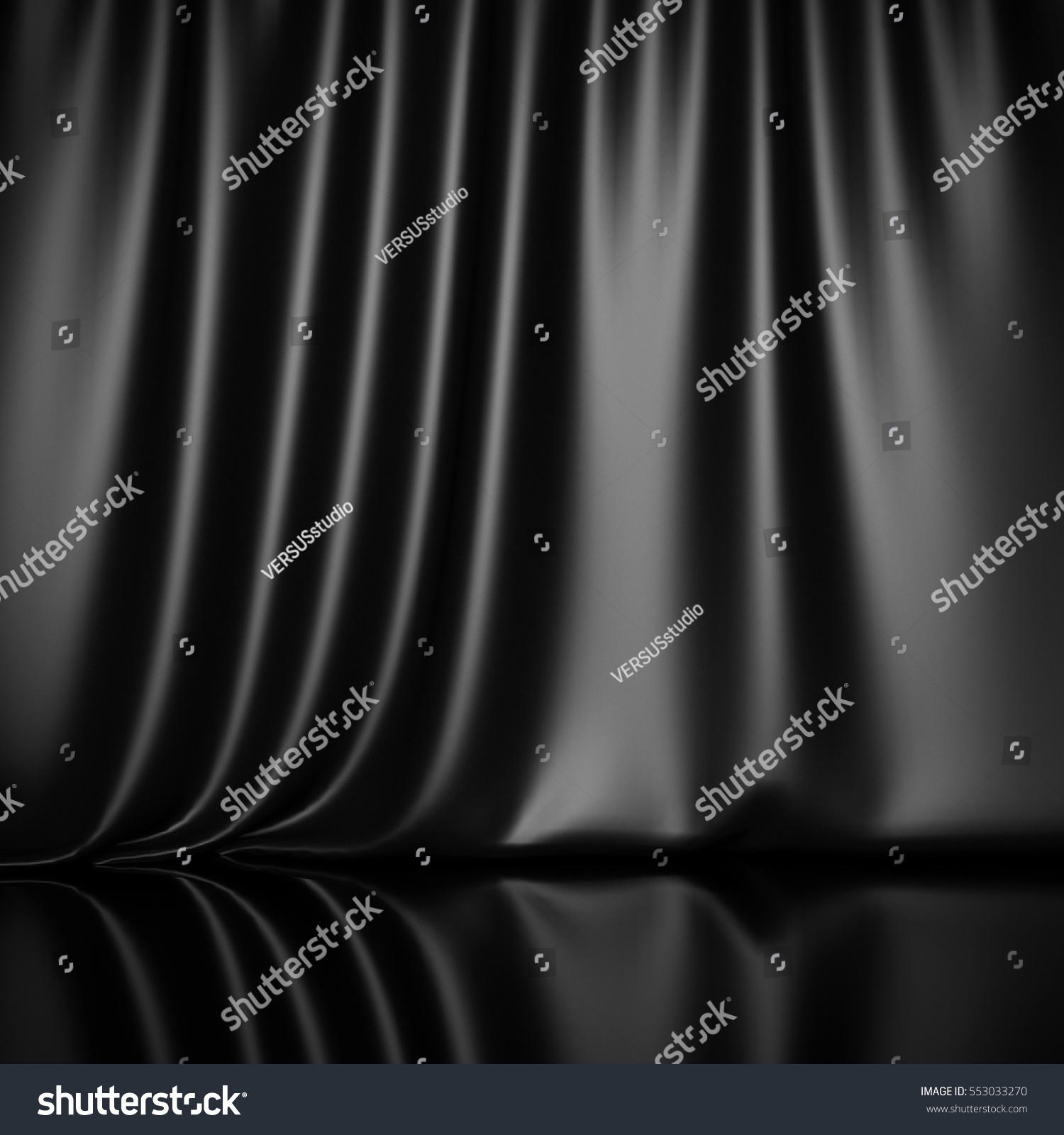 Curtain Drapes Black Silk Fabric Cloth Stock Illustration 553033270