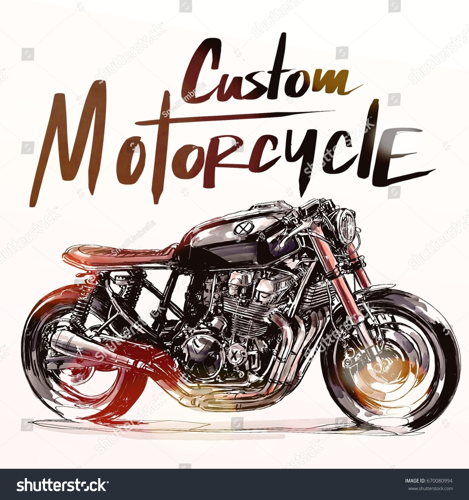 カスタムバイクポスター バイクバナー オートバイイラストレーター のイラスト素材