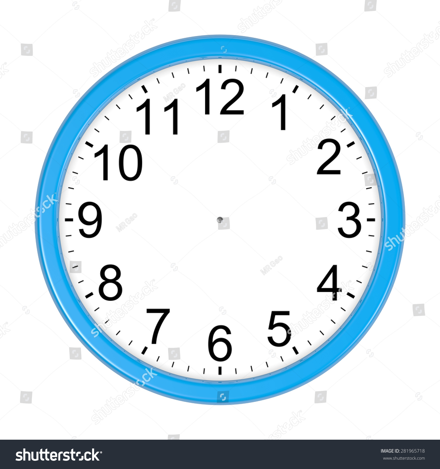 Customizable Blue Round Wall Clock Isolated On White Background 3d ...