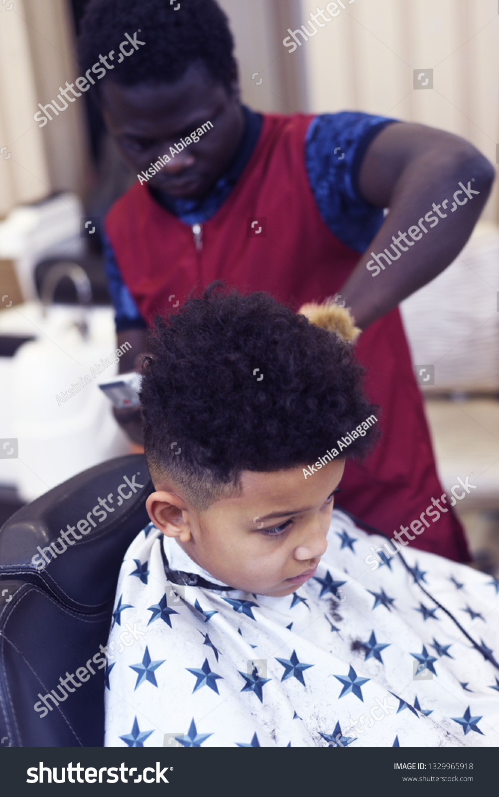 Cute African American Boy African Barbershop Stock Photo Edit Now