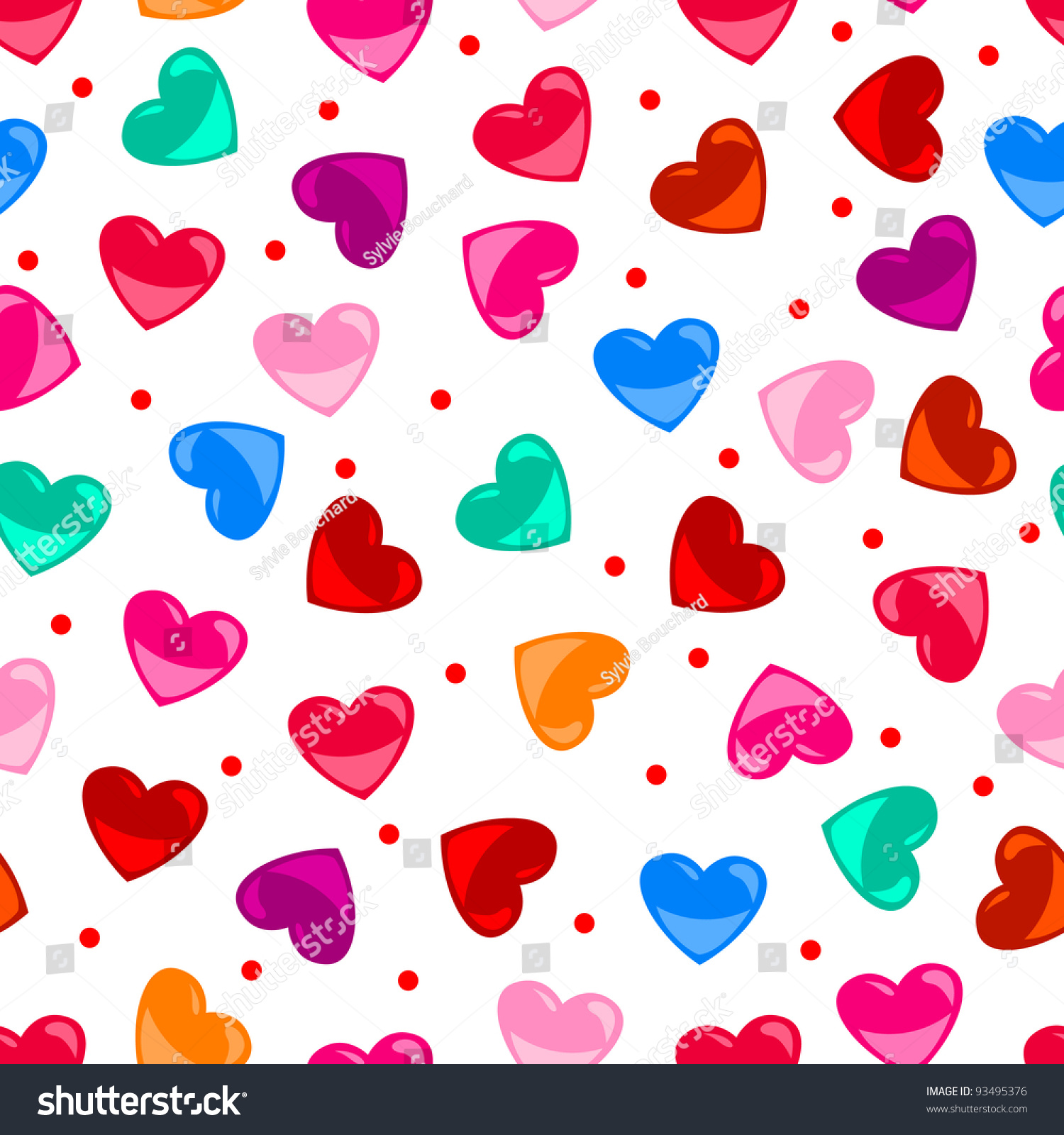 Cute Fun Seamless Pattern Colorful Heart Stock Illustration 93495376 ...