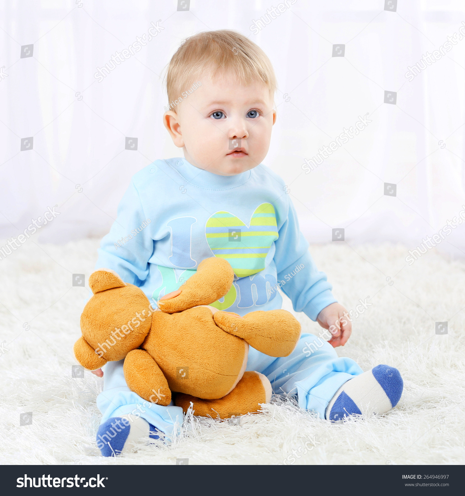 cute baby with teddy