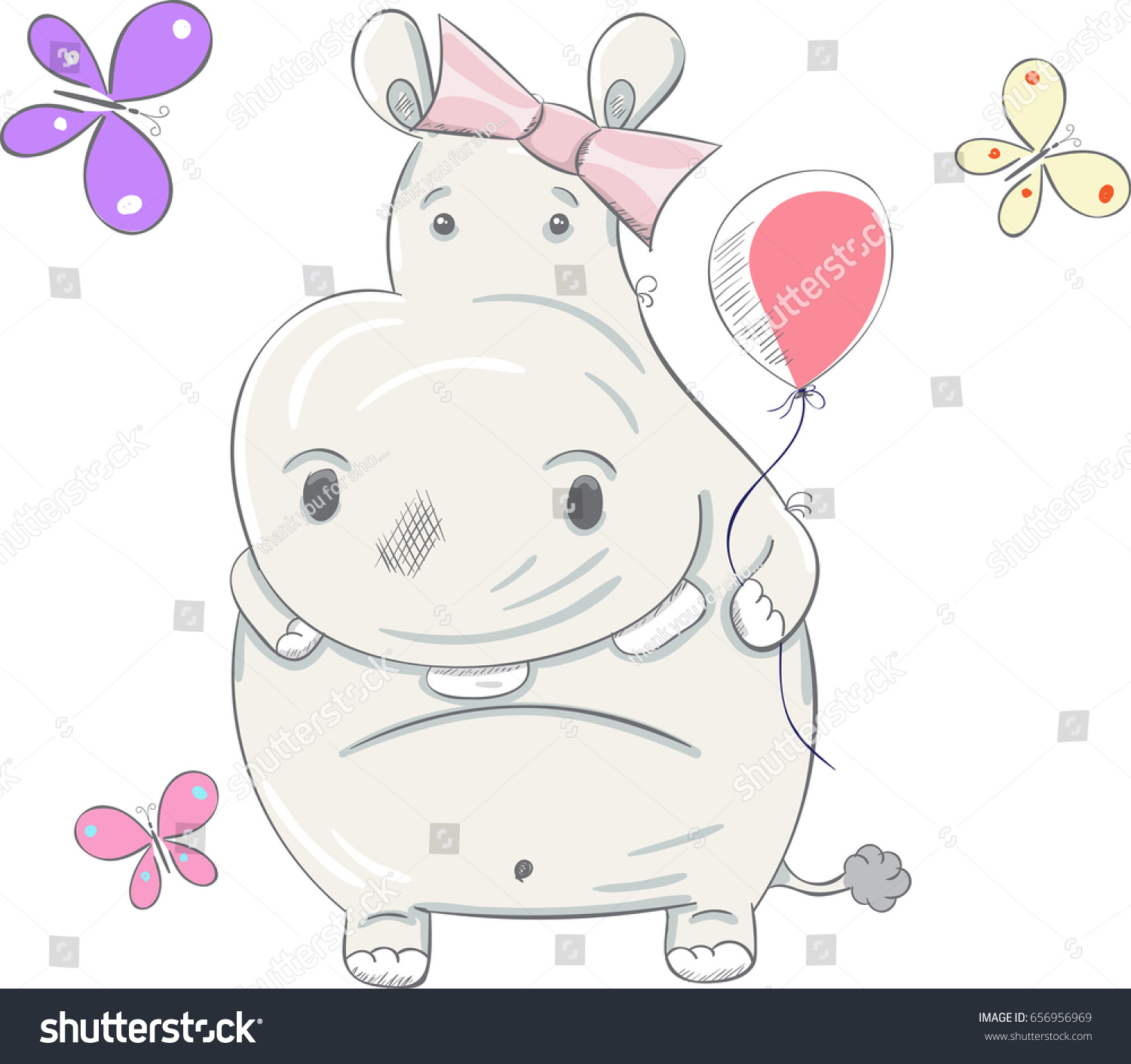 Download Cute Baby Hippo Ballerina Dancing Cartoon Stock Illustration 656956969