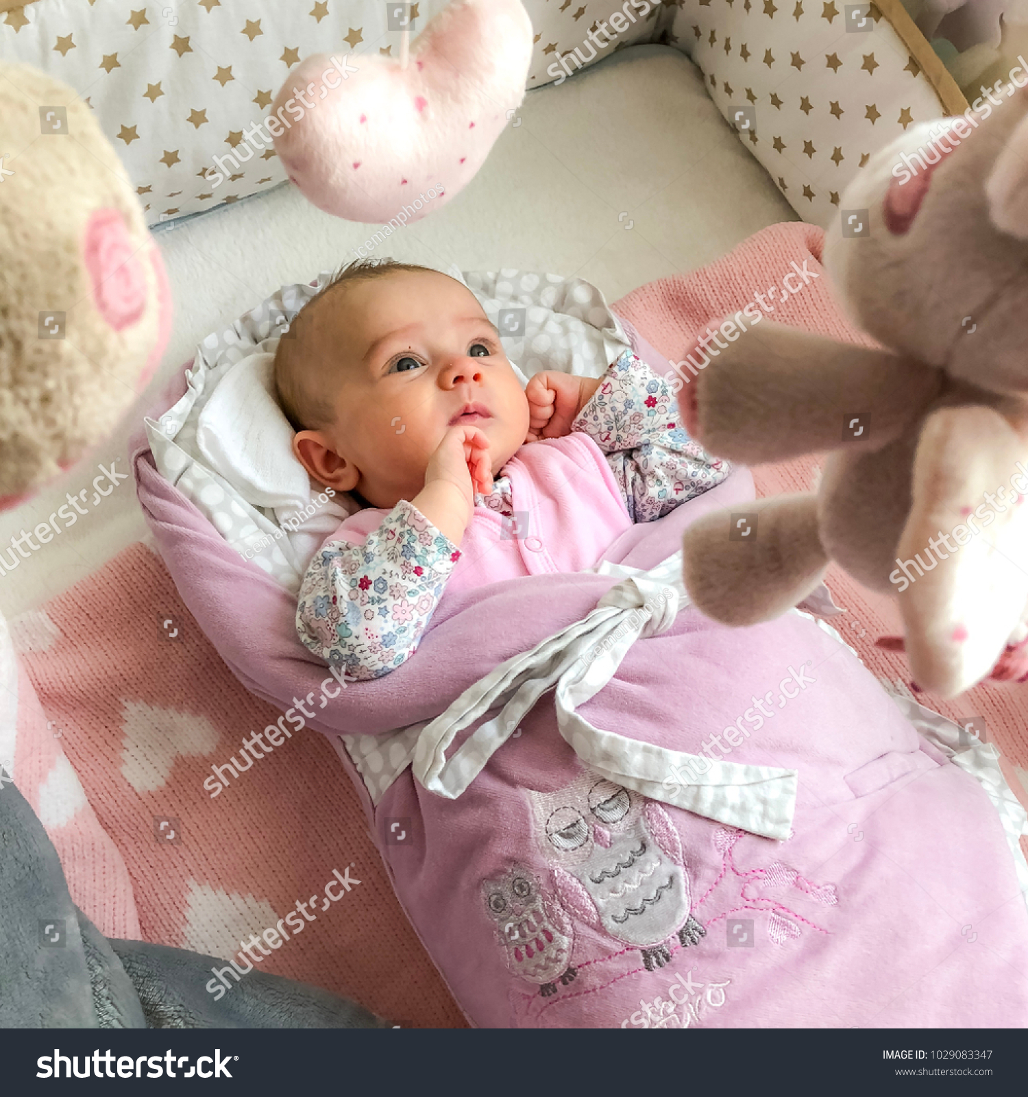 Cute Baby Watching Toys Moving Baby Stock Photo Edit Now 1029083347