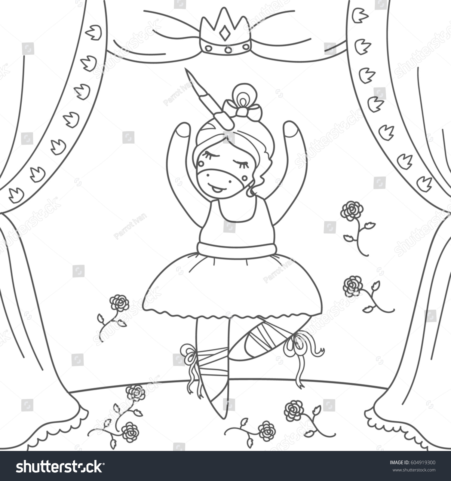 Cute Ballerina Dancer Unicorn Om Stage Stock Illustration ...