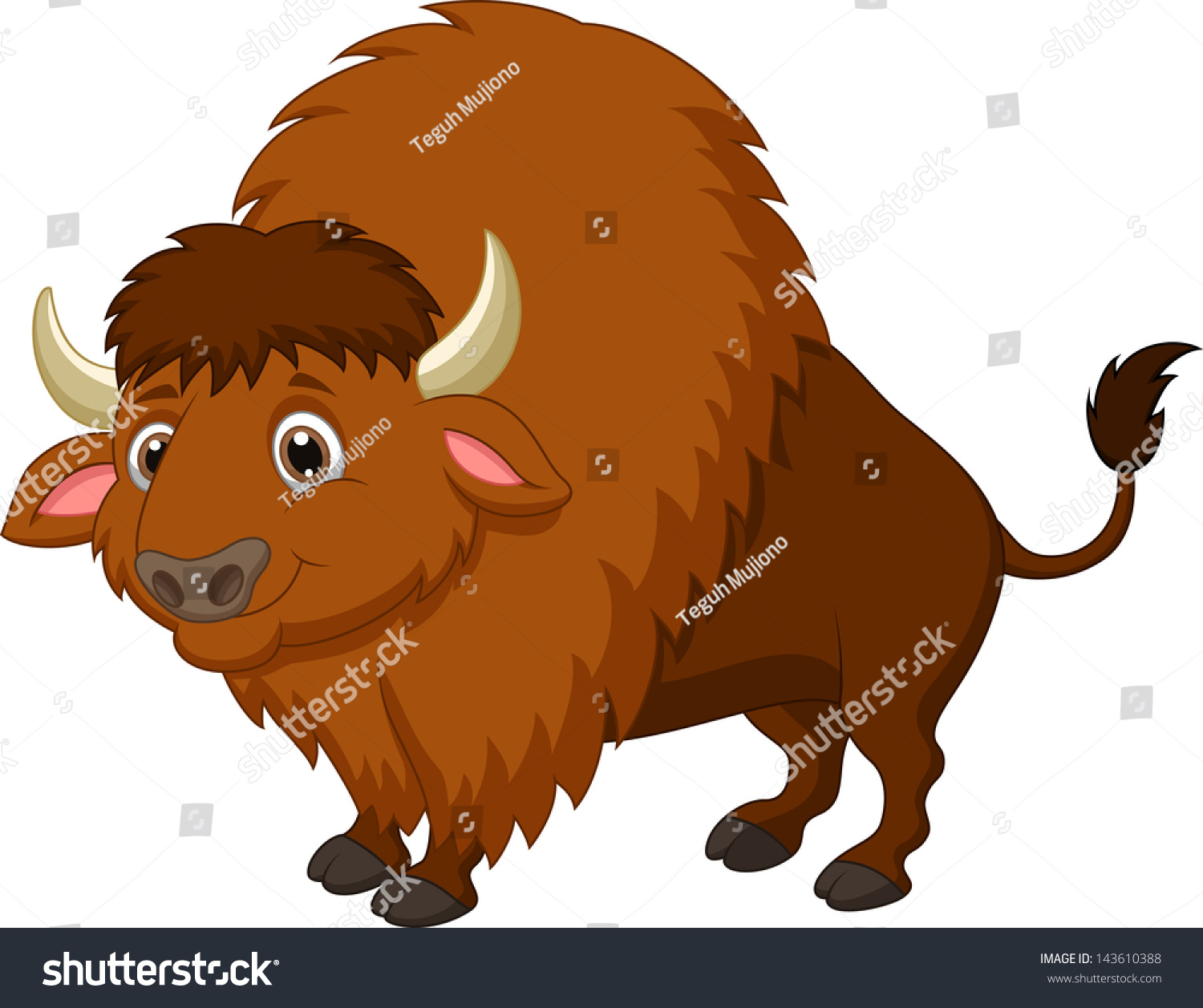 Cute Bison Cartoon Stock Illustration 143610388