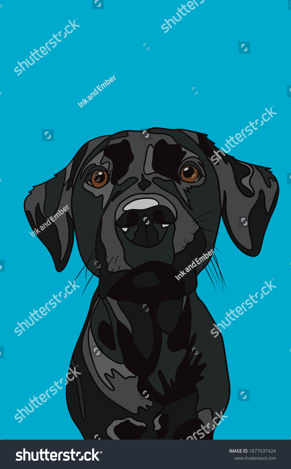 Cute Black Dog Illustration Drawing Stock Illustration 1877637424