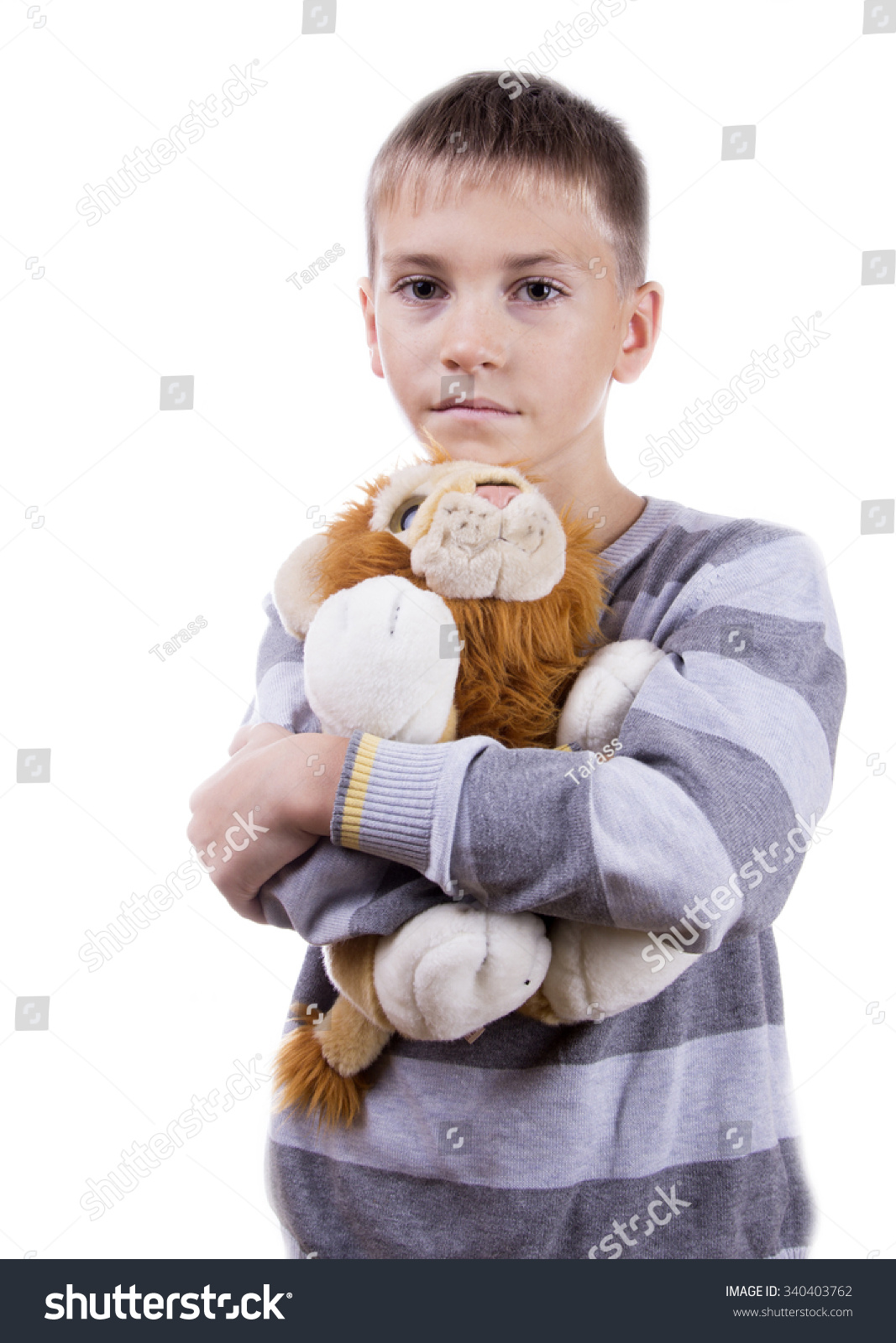 holding a stuffed animal