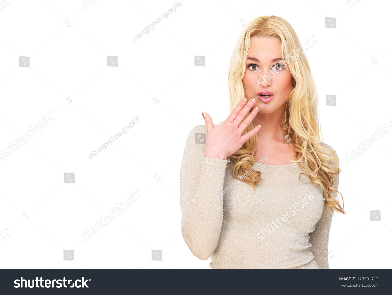 Cute Blond Girl With Surprised Expression On Her Face. Isolated On ...