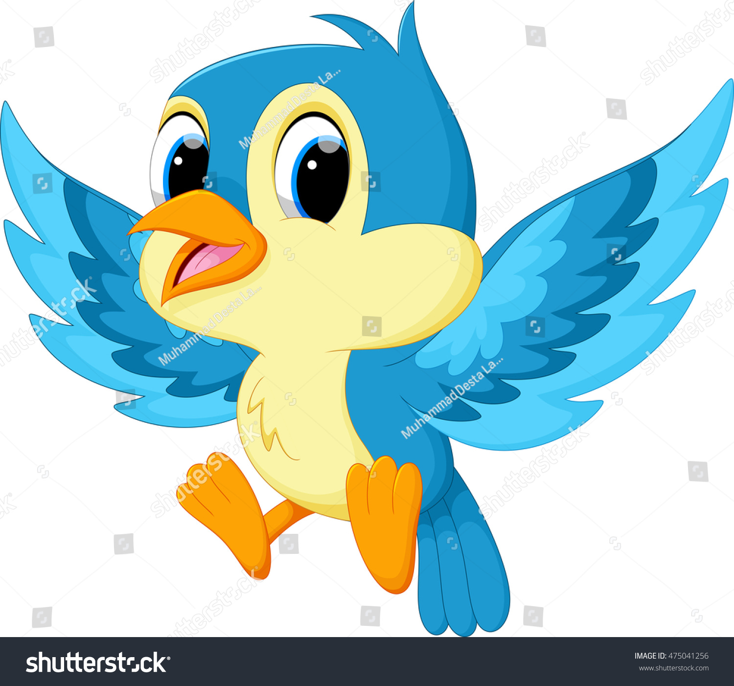 Cute Blue Bird Cartoon Stock Illustration 475041256 - Shutterstock