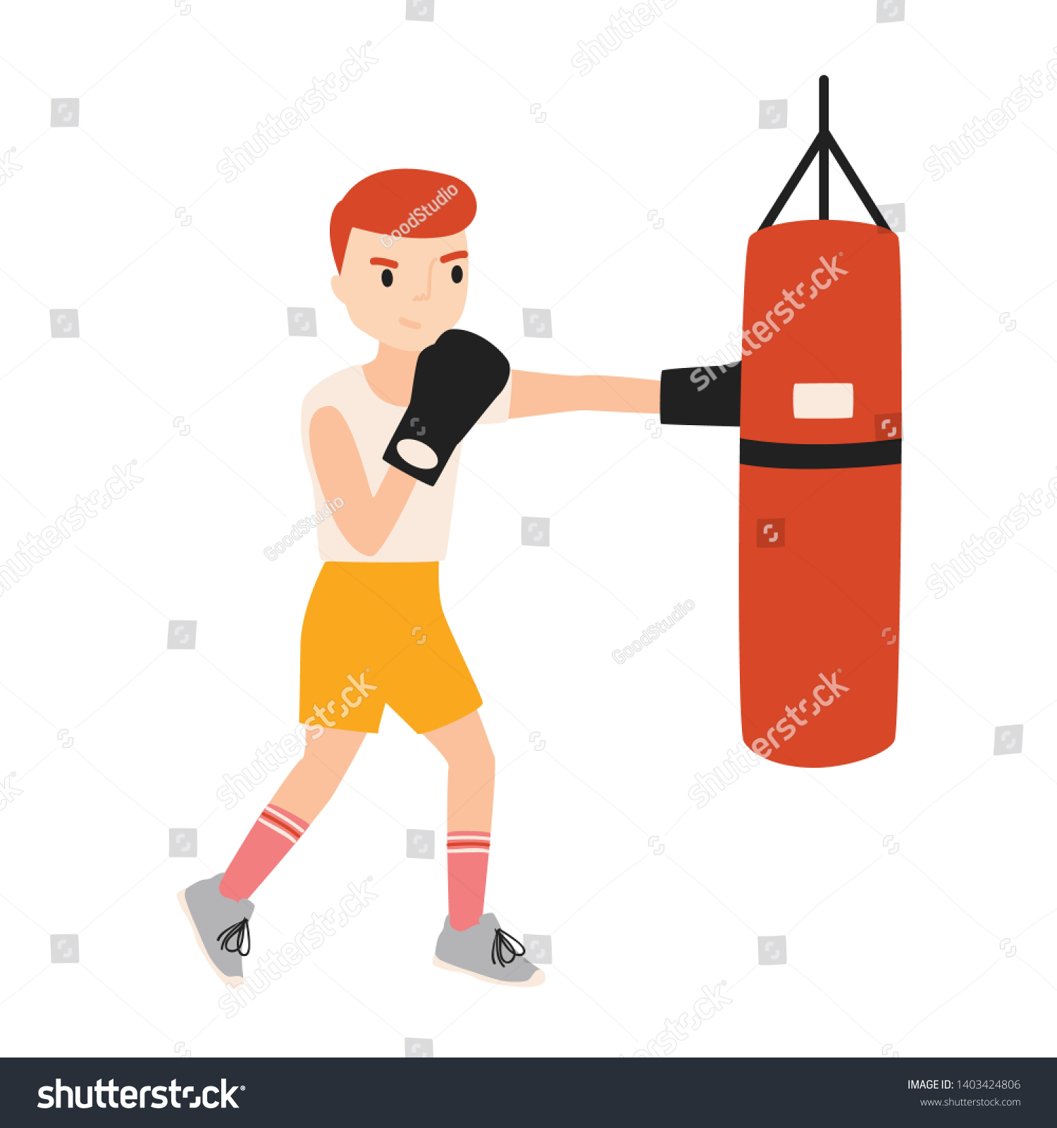 Cute Boy Young Boxer Dressed Sportswear Stock Illustration 1403424806 ...