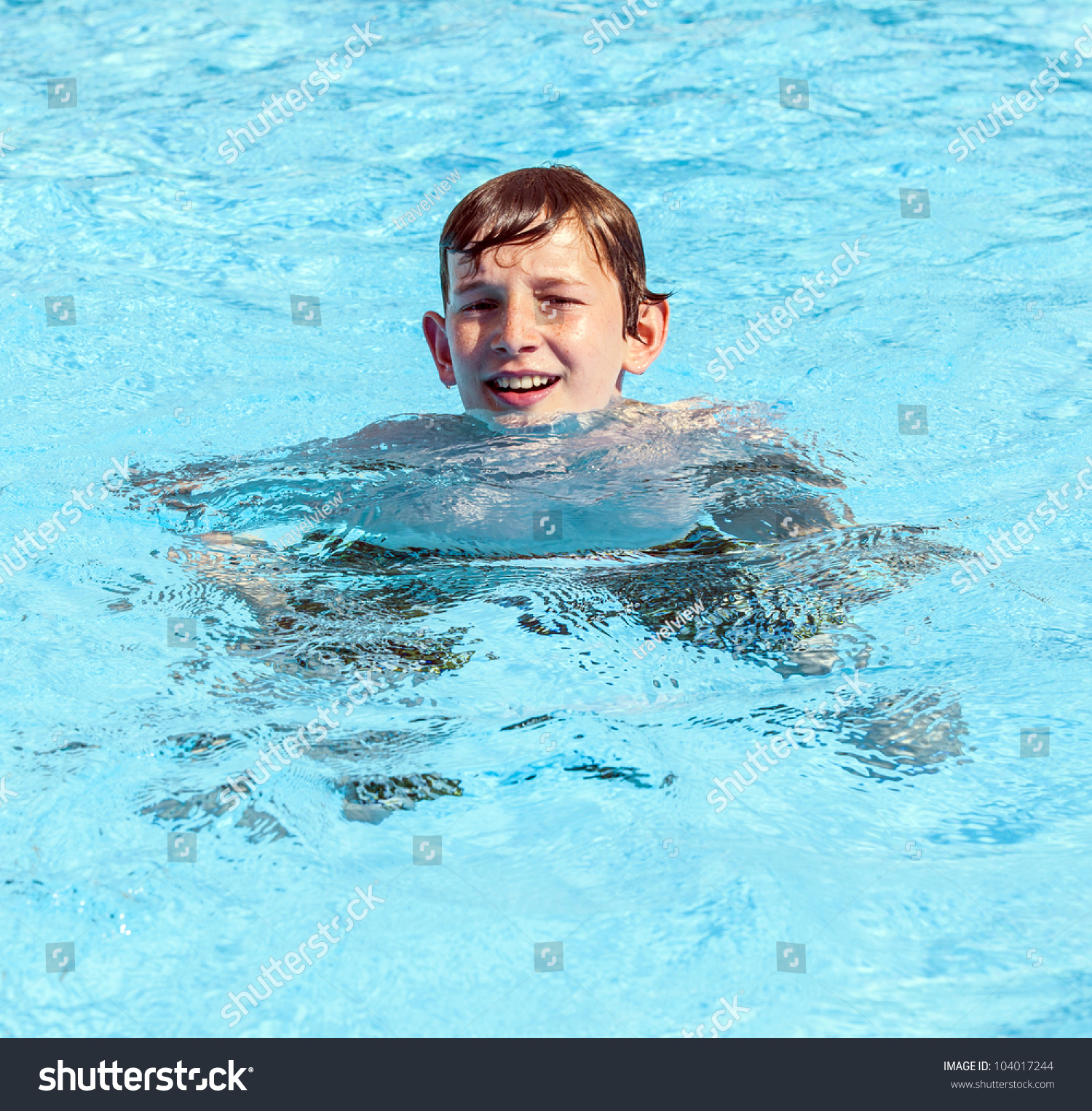 cute boys swimming