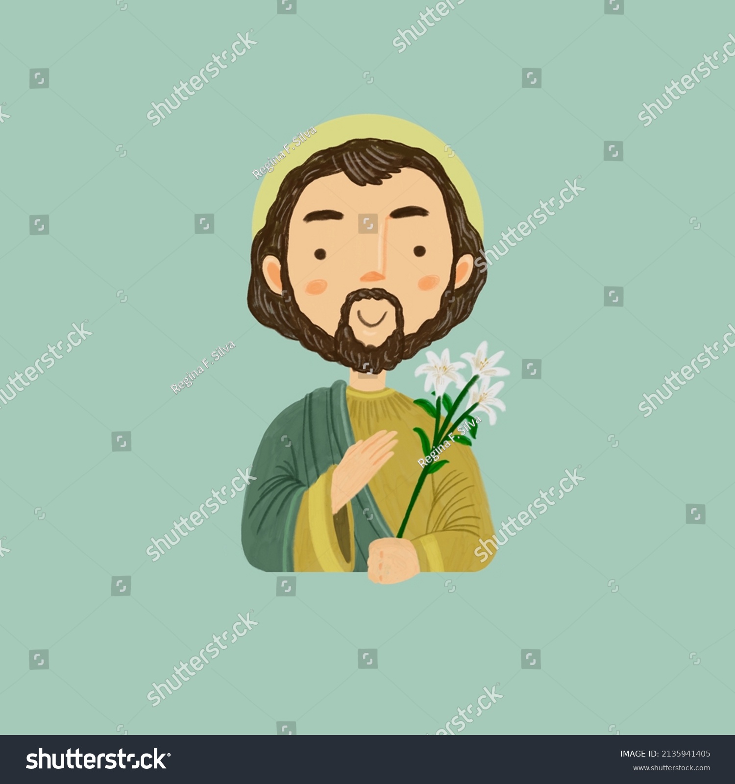 Cute Cartoon Drawing St Joseph Stock Illustration 2135941405 