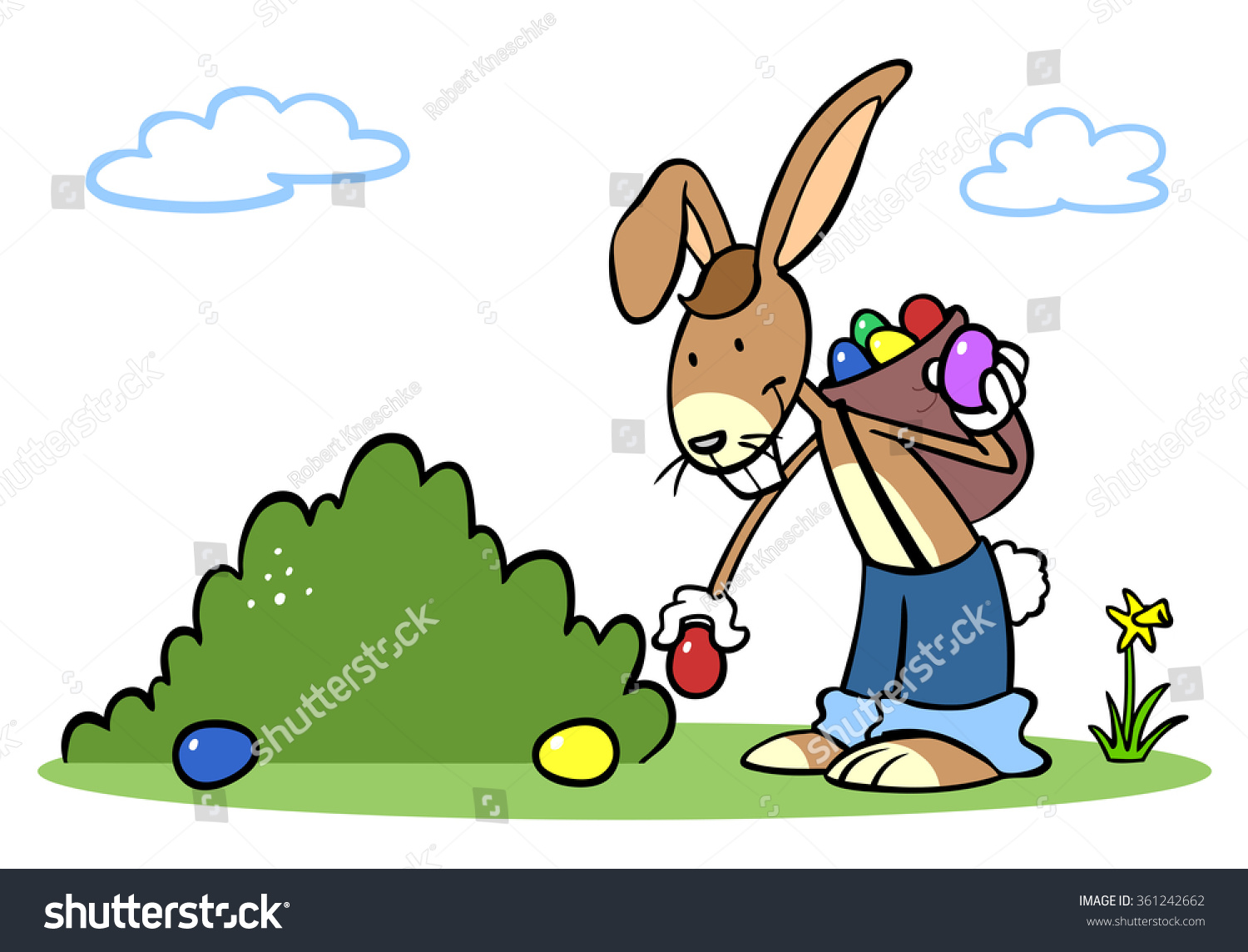 Cute Cartoon Easter Bunny Hiding Easter Stock Illustration 20
