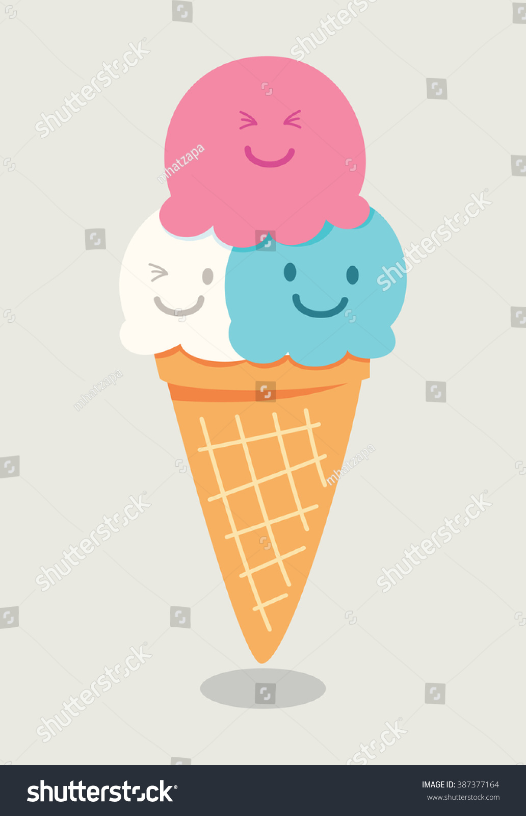 Cute Cartoon Ice Cream Vector Illustration Stock Illustration 387377164 ...