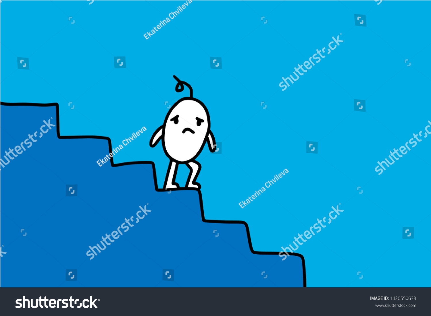 Cute Cartoon Men Going Down Stairs Stock Illustration 1420550633