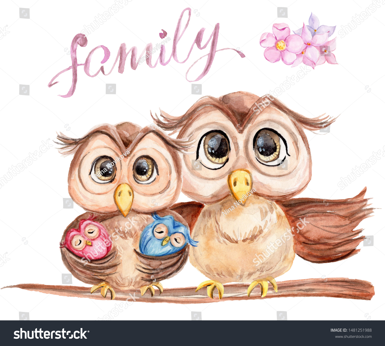 cartoon owl family