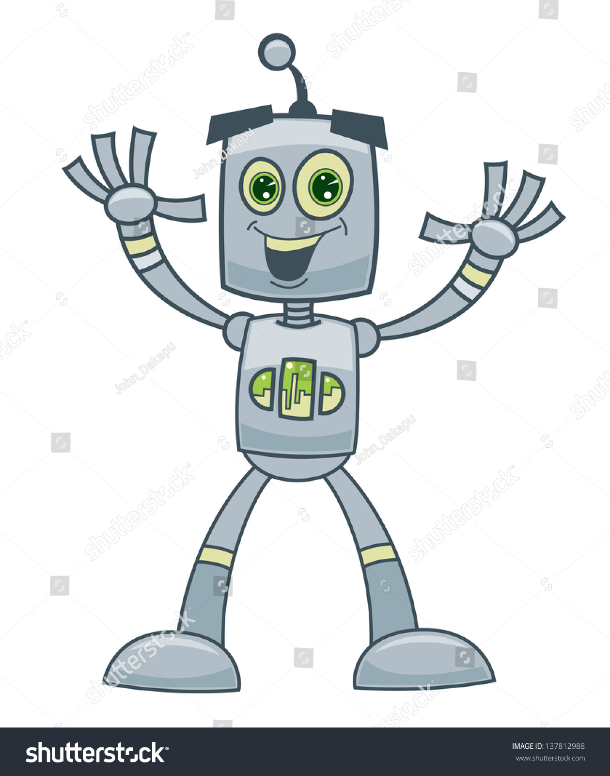 Cute Cartoon Robot Holding Hands Stock Illustration 137812988 ...