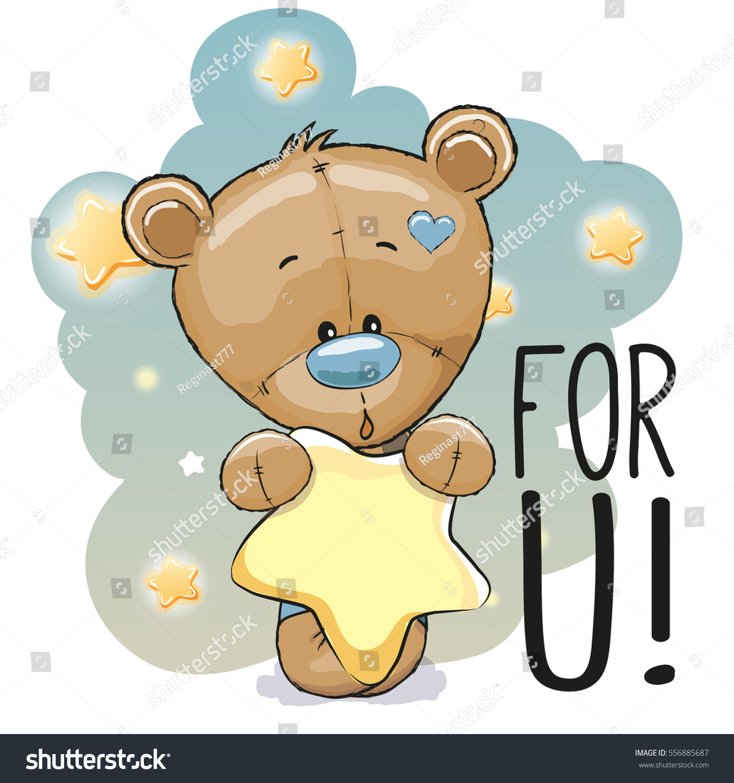 Cute Cartoon Teddy Bear Star On Stock Illustration 556885687