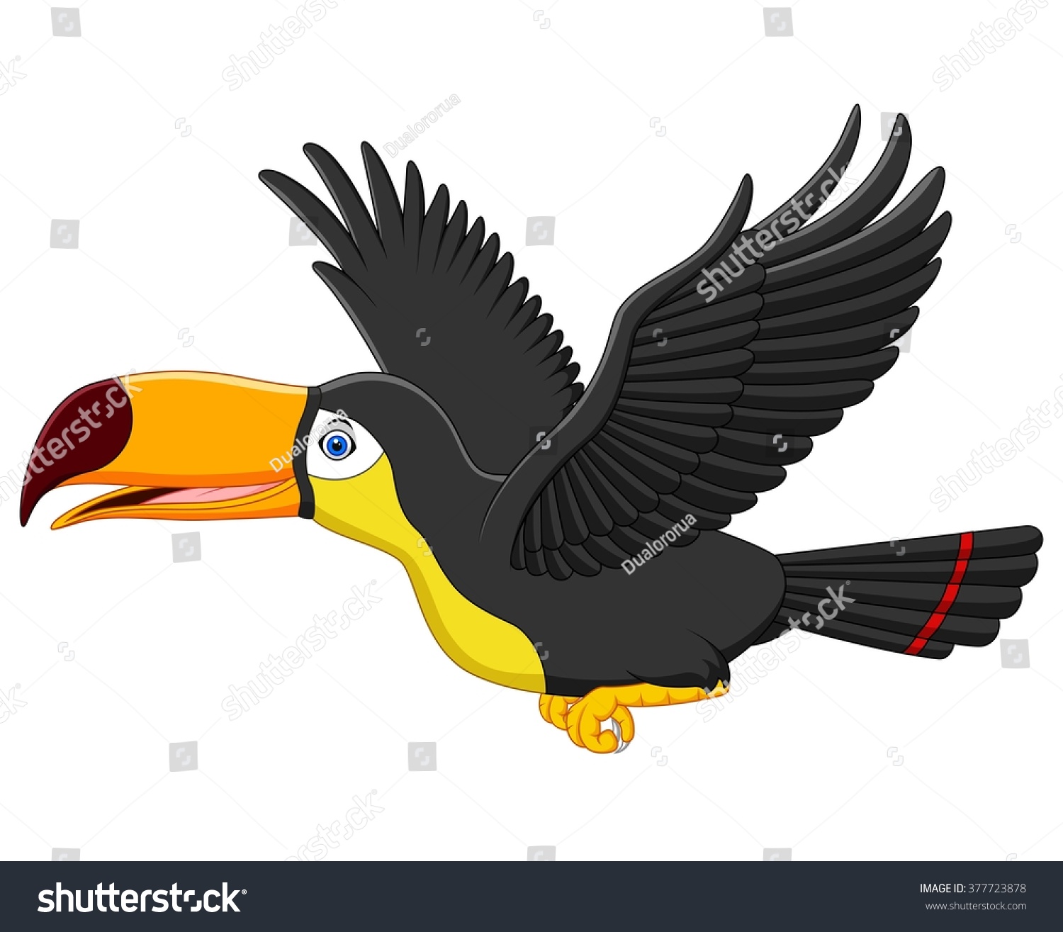 Cute Cartoon Toucan Bird Flying Stock Illustration 377723878