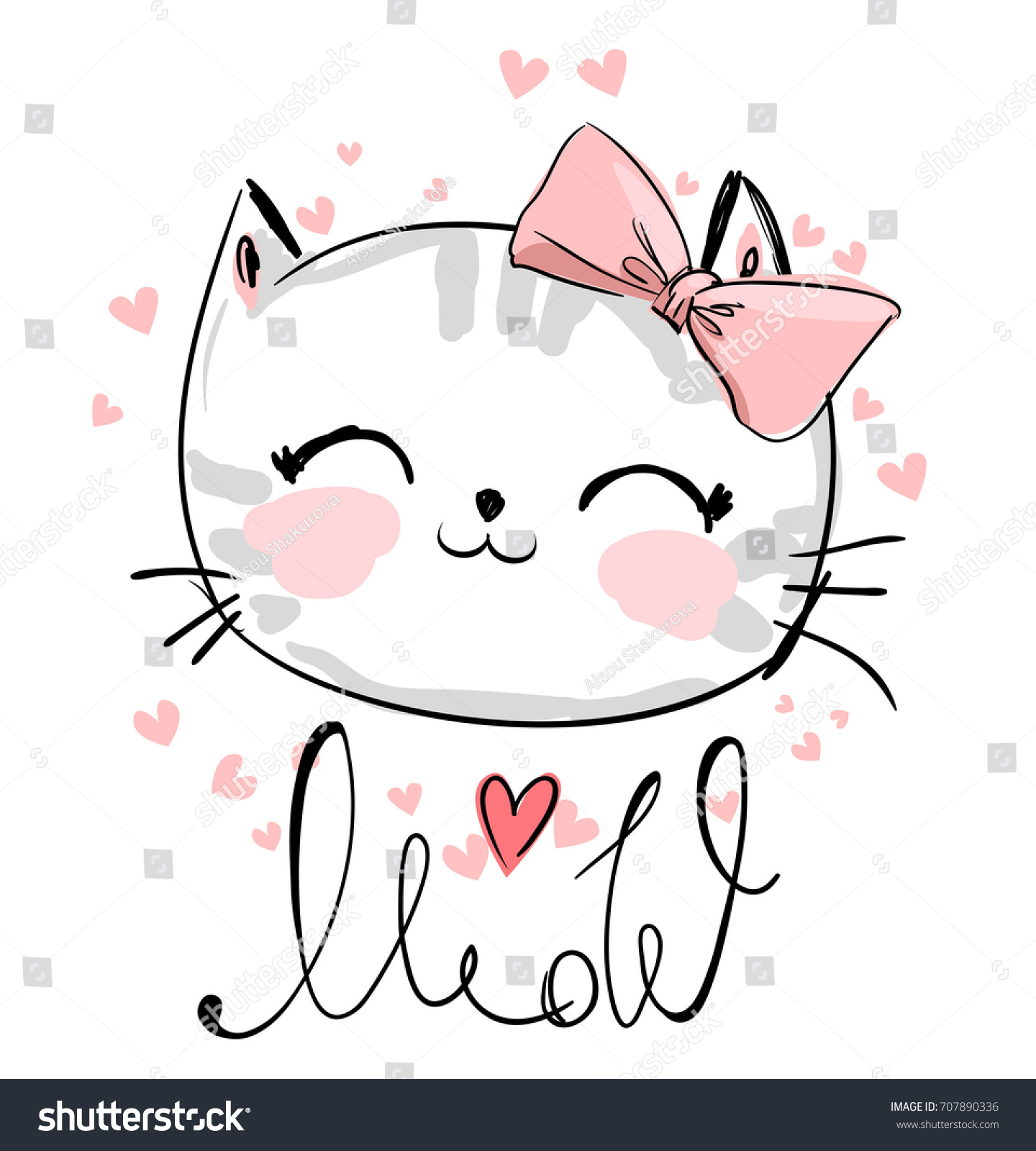 Cute Cat Sketch Illustration Print Design Ilustrações Stock 707890336 Cute Cat Sketch Illustration Print Design Ilustrações Stock 707890336