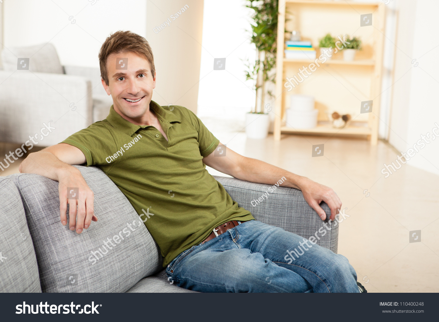 Cute Caucasian Man Relaxing Home Living Stock Photo Edit Now