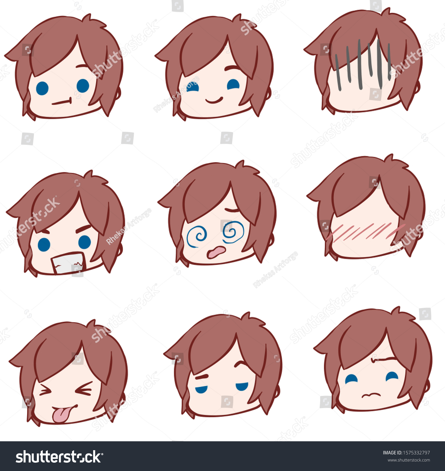 Cute Chibi Faces Use Character Stock Illustration 1575332797 | Shutterstock