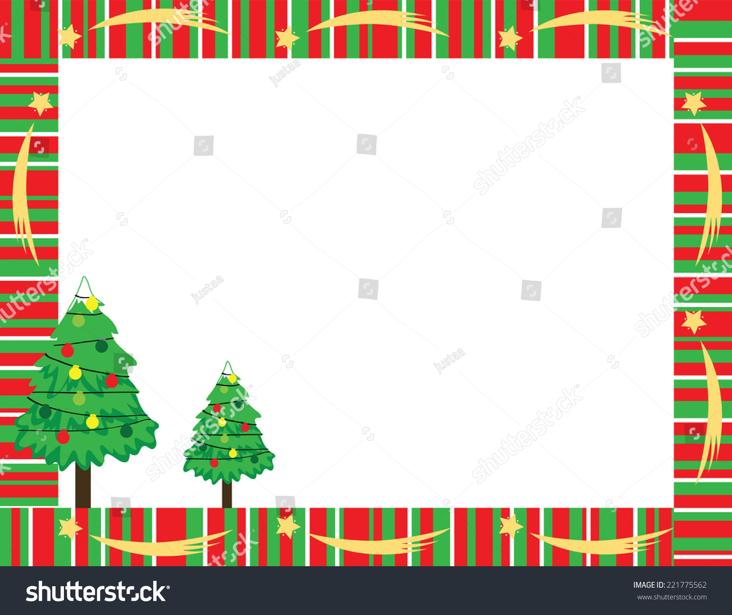 Cute Christmas Frame In Red And Green Color Stock Photo 221775562