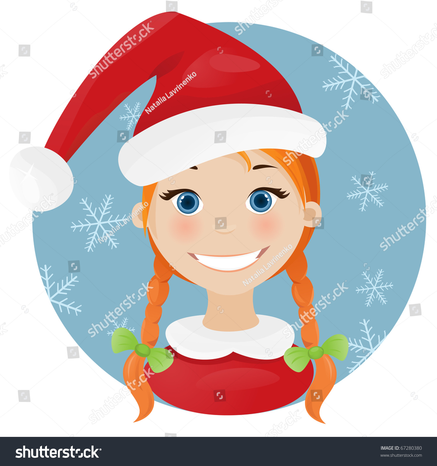 Cute Christmas Girl Portrait (Raster Version) Stock Photo 67280380 ...