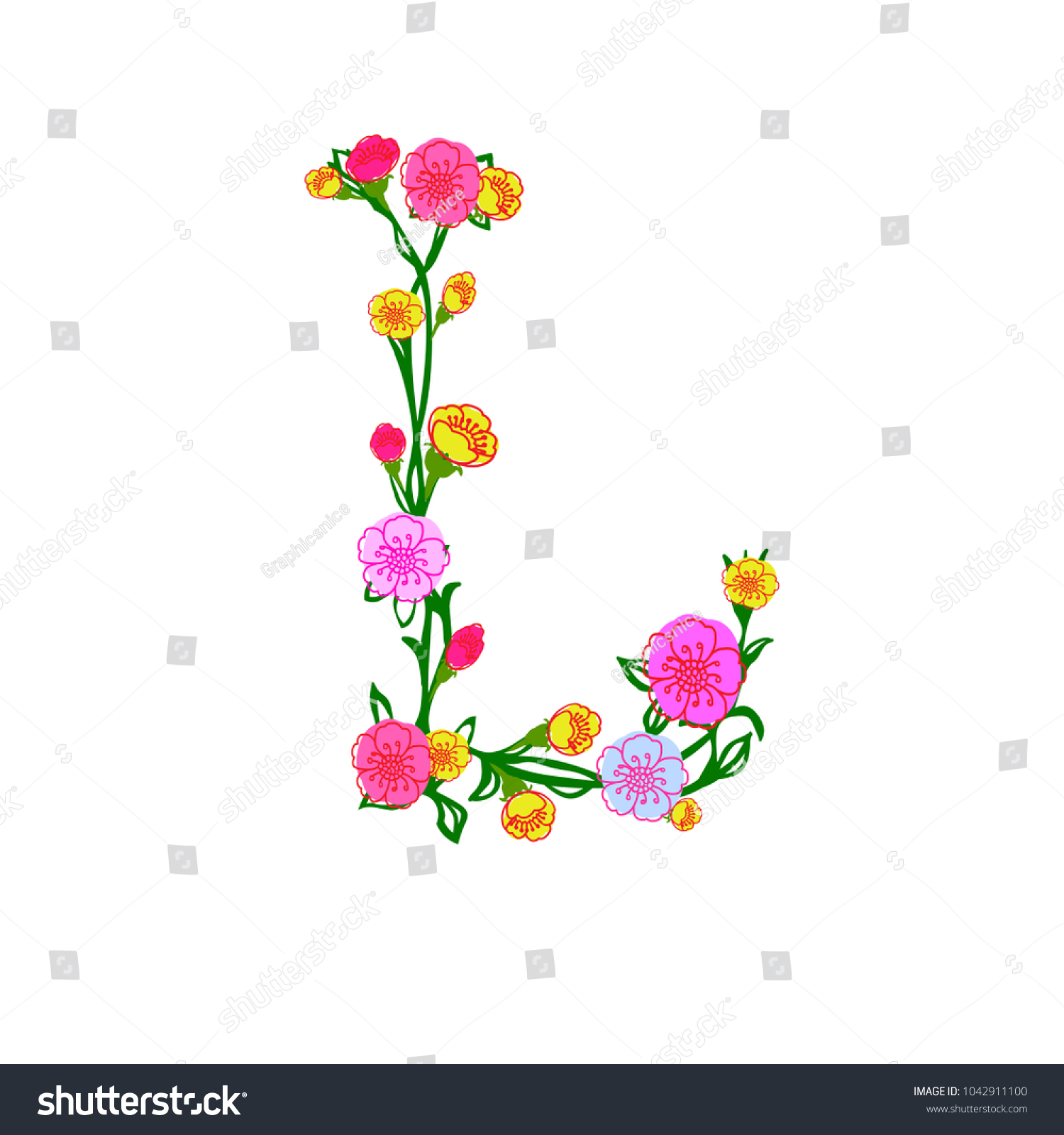 Royalty Free Stock Illustration Of Cute Colorful Floral Alphabet