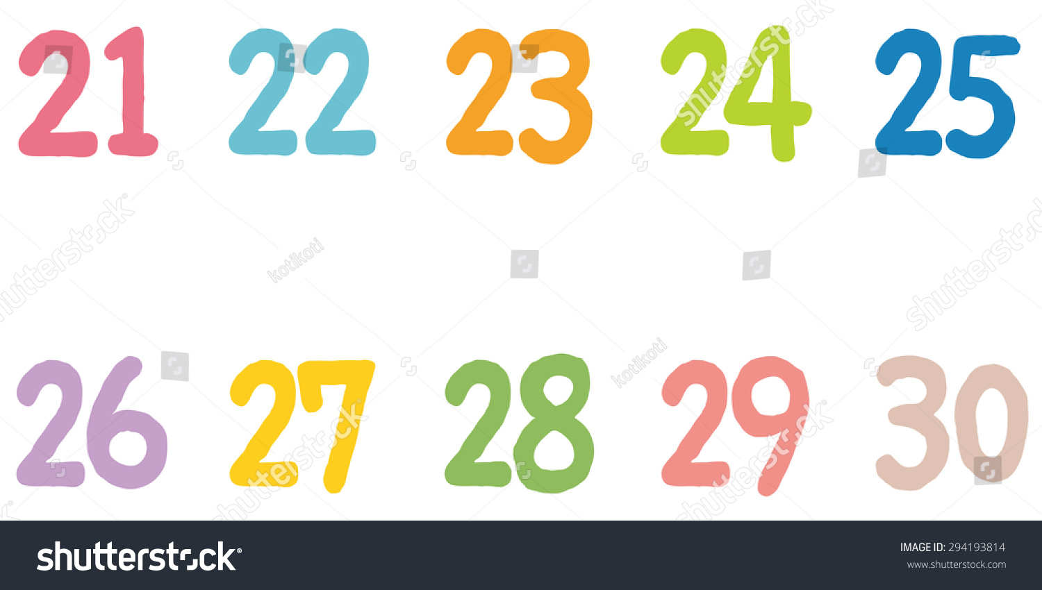 cute colorful numbers 21 30 stock illustration 294193814 shutterstock