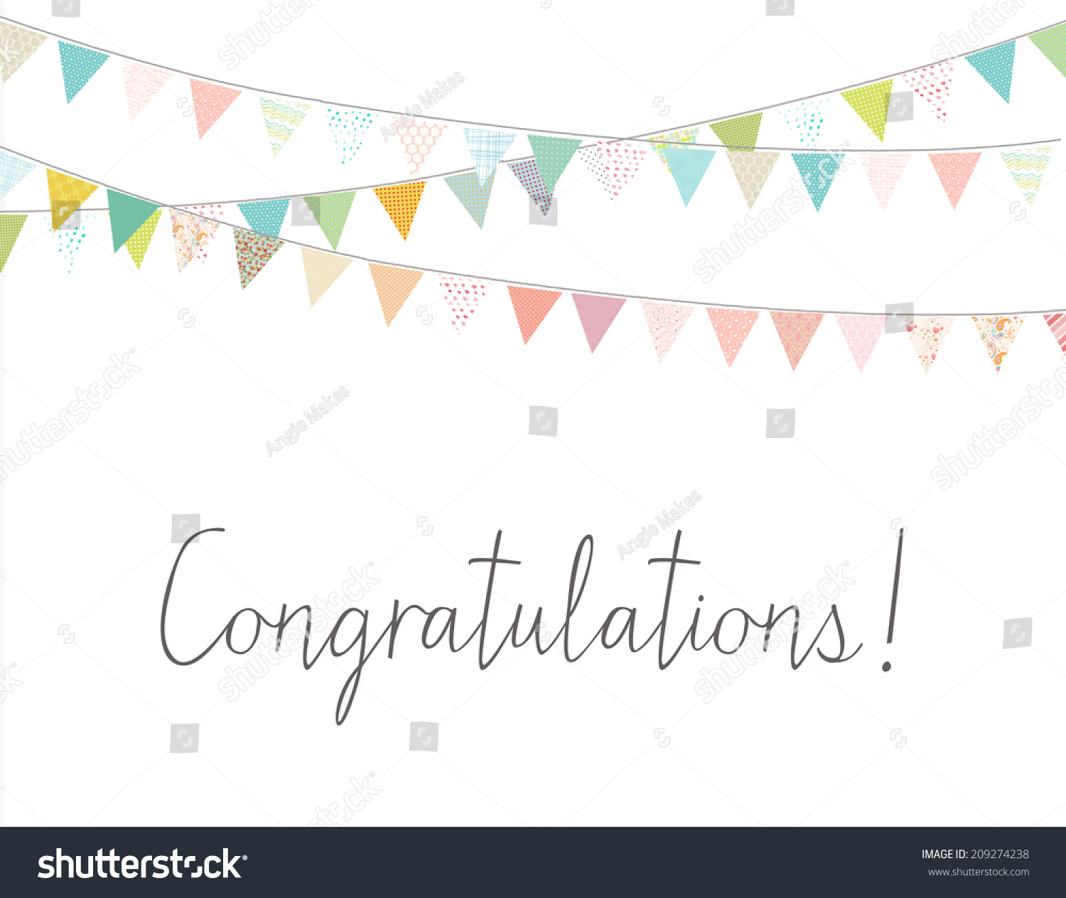 cute congratulations background bunting flag banners stock