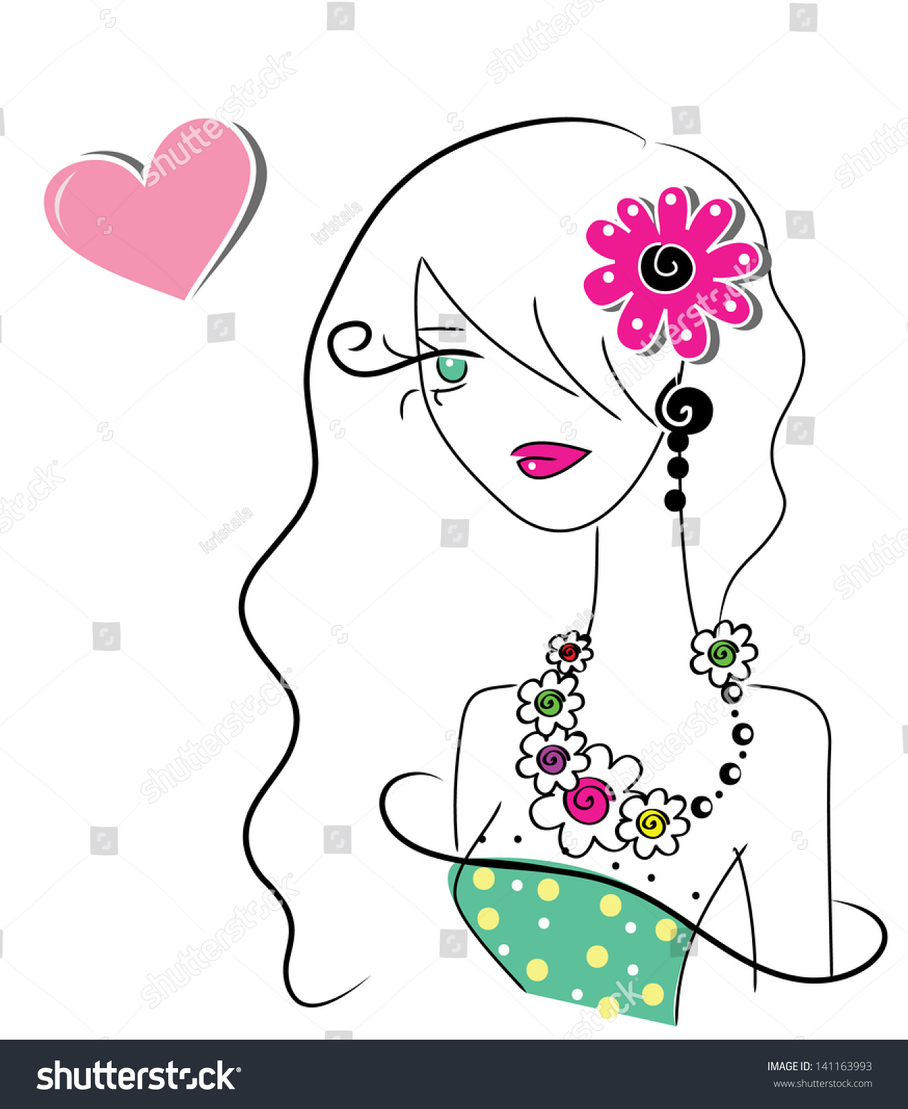 Royalty Free Stock Illustration Of Cute Doodle Girl Love Stock