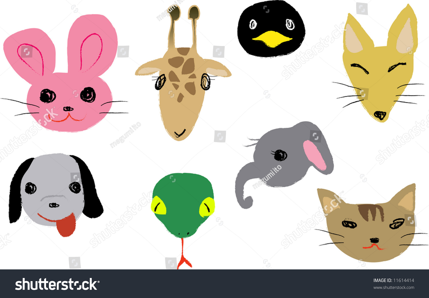 Cute Drawing Animals Stock Illustration 11614414 - Shutterstock